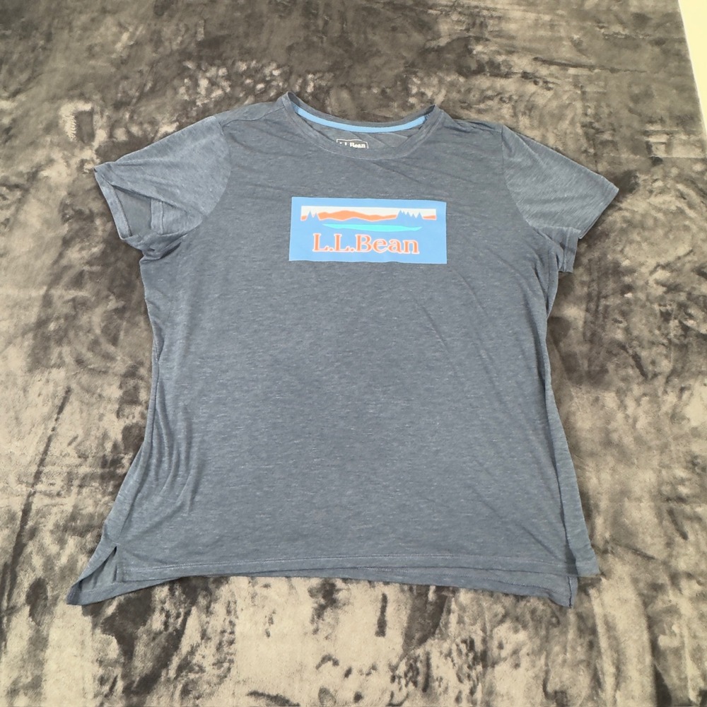 L.L. Bean Graphic Tee Womens XL PET Blue Short Sleeve Tencel Blend 517692